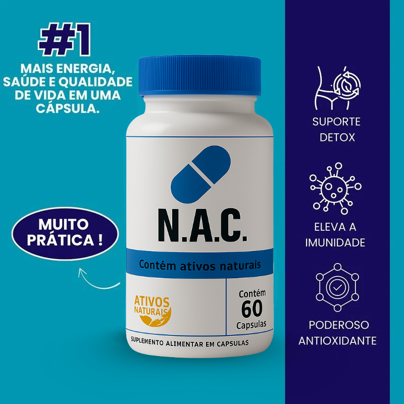 N.A.C. 60 Cápsulas - Suрlеmеոtо De Cisteína 600mg