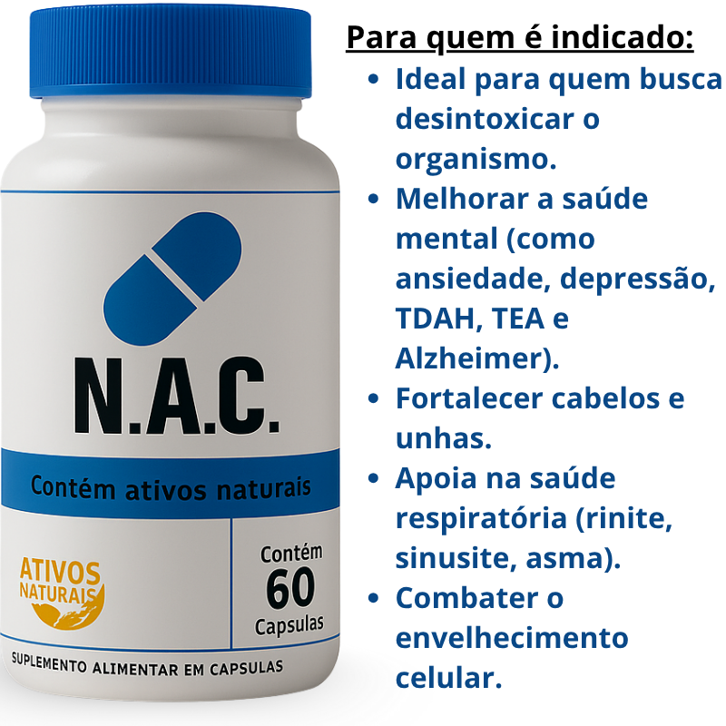 N.A.C. 60 Cápsulas - Suрlеmеոtо De Cisteína 600mg