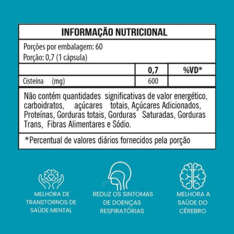N.A.C. 60 Cápsulas - Suрlеmеոtо De Cisteína 600mg